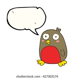 freehand drawn speech bubble cartoon christmas robin