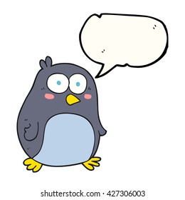 Cartoon-Pinguin in freehand-gezeichneter Sprache