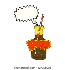 freehand drawn speech bubble cartoon fizzy drink bottle