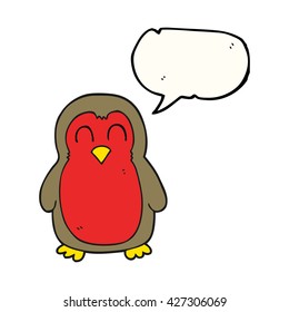 freehand drawn speech bubble cartoon christmas robin