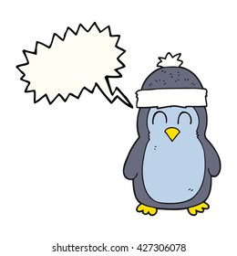 Cartoon-Pinguin in freehand-gezeichneter Sprache