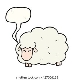 freehand drawn speech bubble cartoon sheep