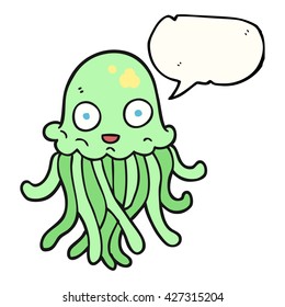 freehand drawn speech bubble cartoon octopus