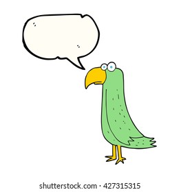 freehand drawn speech bubble cartoon parrot