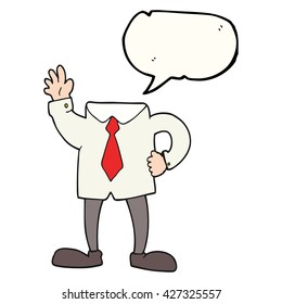 freehand drawn speech bubble cartoon headless businessman