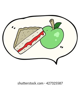 freehand drawn speech bubble cartoon packed lunch