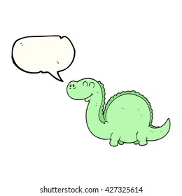 freehand drawn speech bubble cartoon dinosaur