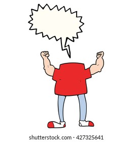 freehand drawn speech bubble cartoon headless man