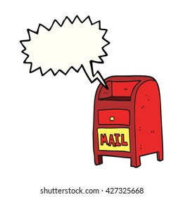 freehand drawn speech bubble cartoon mail box
