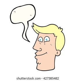 freehand drawn speech bubble cartoon male face