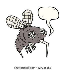 mosca de dibujos animados de burbujas de voz dibujada a mano libre