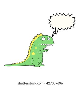 freehand drawn speech bubble cartoon dinosaur