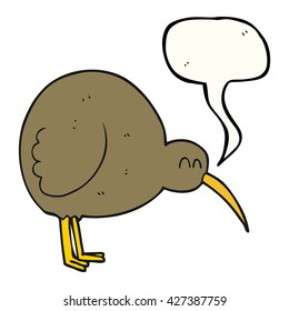 freehand drawn speech bubble cartoon kiwi bird