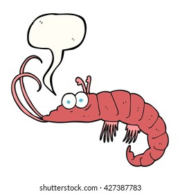 freehand drawn speech bubble cartoon shrimp