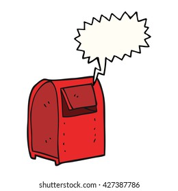 freehand drawn speech bubble cartoon mailbox