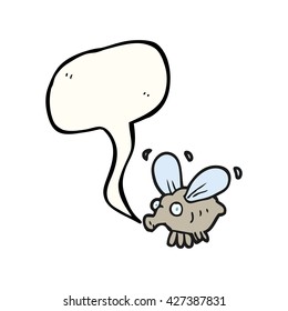 freehand drawn speech bubble cartoon fly