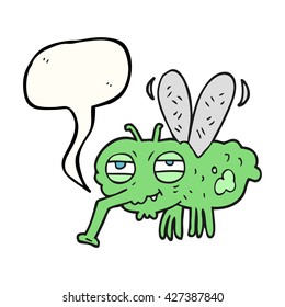 freehand drawn speech bubble cartoon fly
