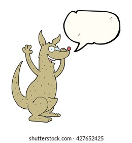 freehand drawn speech bubble cartoon kangaroo