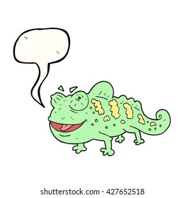 freehand drawn speech bubble cartoon chameleon
