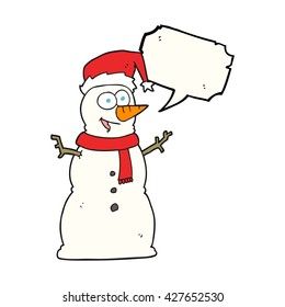 freehand drawn speech bubble cartoon snowman