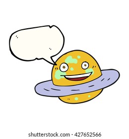 freehand drawn speech bubble cartoon planet
