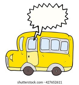 freehand drawn speech bubble cartoon yellow school bus