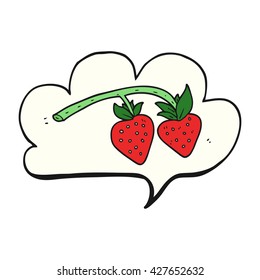 freehand drawn speech bubble cartoon strawberries