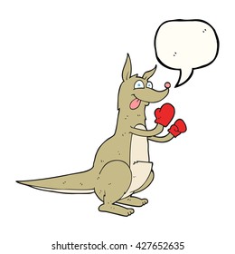 freehand drawn speech bubble cartoon boxing kangaroo