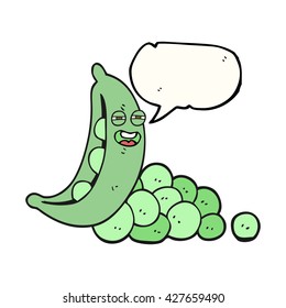 freehand drawn speech bubble cartoon peas in pod