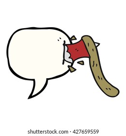 freehand drawn speech bubble cartoon axe