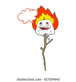 freehand drawn speech bubble cartoon toasted marshmallow