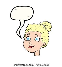 freehand drawn speech bubble cartoon female face
