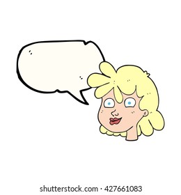 freehand gezeichnete Sprechblase Cartoon weibliches Gesicht