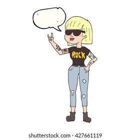 freehand drawn speech bubble cartoon rock woman