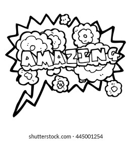freehand drawn speech bubble cartoon amazing word