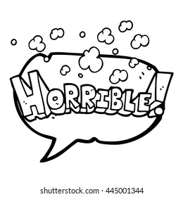 caricatura de burbuja de habla dibujada a mano libre palabra horrible