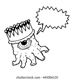 freehand drawn speech bubble cartoon king alien