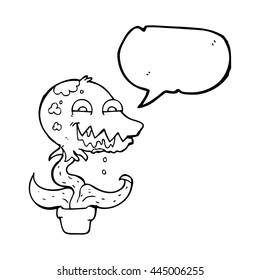 freehand drawn speech bubble cartoon monster plant