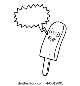 freehand drawn speech bubble cartoon ice lolly