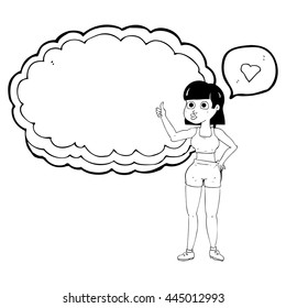 freehand drawn speech bubble cartoon gym woman