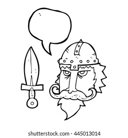 freehand drawn speech bubble cartoon viking warrior