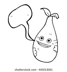 freehand drawn speech bubble cartoon pear