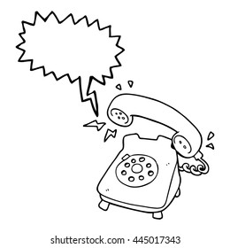 caricatura de burbuja de habla dibujada a mano libre llamando al teléfono