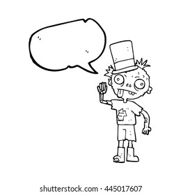 freehand drawn speech bubble cartoon zombie