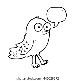 pájaro de dibujos animados de burbujas de voz dibujado a mano libre