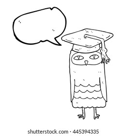 freehand drawn speech bubble cartoon wise owl