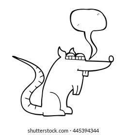 freehand drawn speech bubble cartoon evil rat