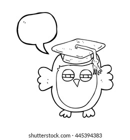 freehand drawn speech bubble cartoon clever owl