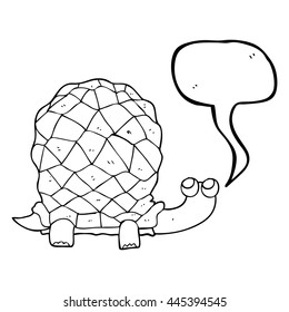 freehand drawn speech bubble cartoon tortoise