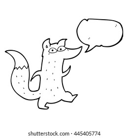 dibujo a mano libre de la burbuja de la voz tierno lobo